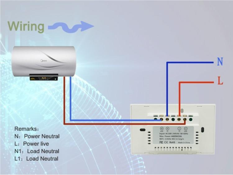 Công tắc Wifi bình nóng lạnh Tuya công suất cao 4400w điều khiển từ xa qua điện thoại 5