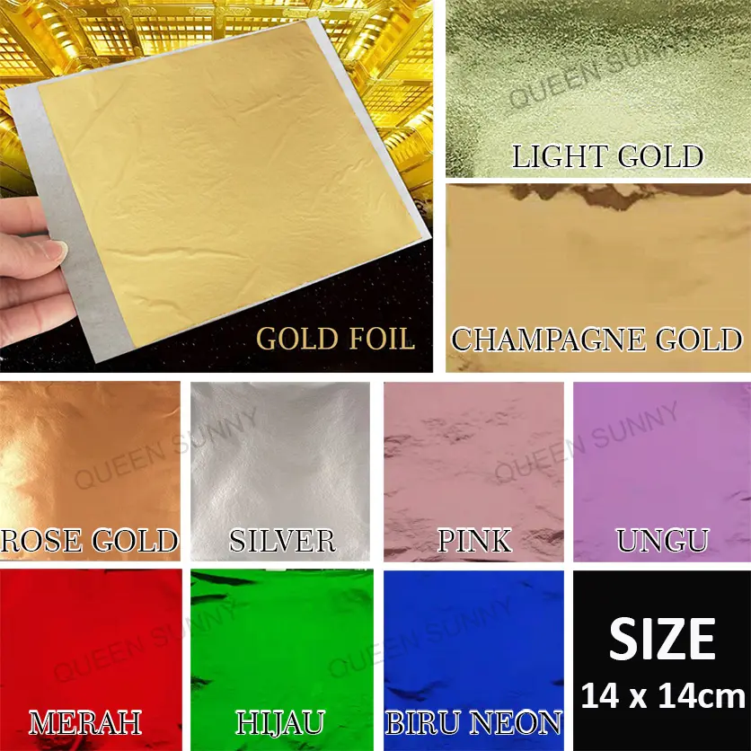10 LEMBAR Kertas Foil Emas Gold Leaf Foil Sheet Kertas Sepuhan Sepuh