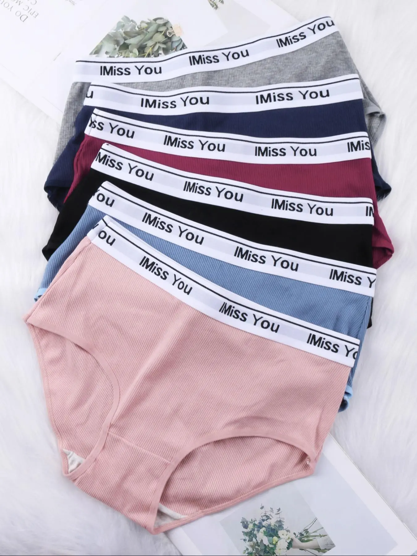 Women's Letter Tape Ribbed Seamless Knicker, Korean Wear, Pastel Comfy Mid Rise Elastic Waist Brief, Women's Underwear for All Seasons, Underwear for Women, Korean Streetwear, Basic Breathable Panties for Women, Summer Wear 2024, Intimate Underwear