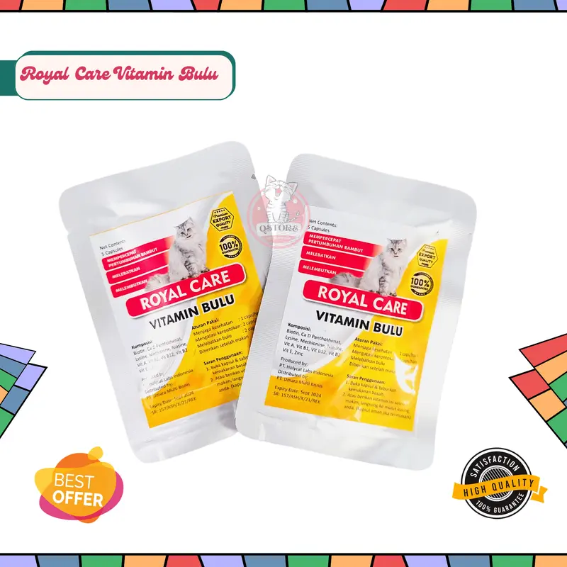 Royal Care Vitamin Bulu 5Capsule Vitamin Bulu Kucing Anti Rontok Bulu Lebat perawatan bulu & kulit satu barang 0