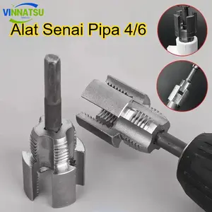 Alat Pemotong Ulir Pipa Air Kit Threader Pipa PVC Yang Kompatibel Dengan Bor Listrik Pembuat Rethreading Internal 1/2" 3/4" Baja Jarum Karbon