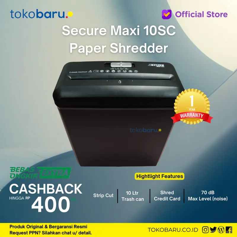 Secure Maxi 10SC (Paper Shredder Mesin Penghancur Kertas) 0