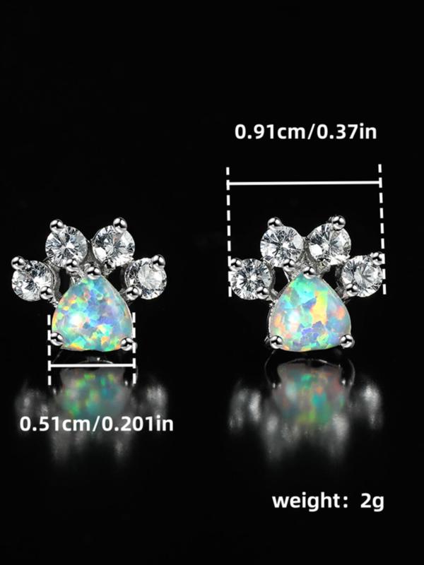 Women's Elegant Rhinestone Decor Stud Earrings, 1 Pair Exquisite Trendy Cat Paw Design Stud Earrings, Fashionable Luxury Jewelry for Women & Girls for Daily & Party Decor 4