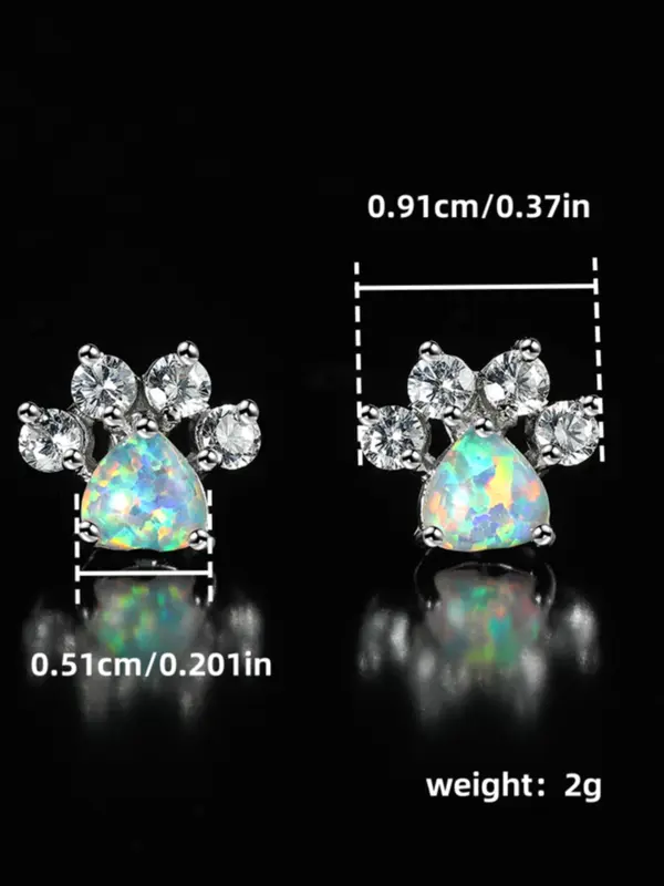 Women's Elegant Rhinestone Decor Stud Earrings, 1 Pair Exquisite Trendy Cat Paw Design Stud Earrings, Fashionable Luxury Jewelry for Women & Girls for Daily & Party Decor 2