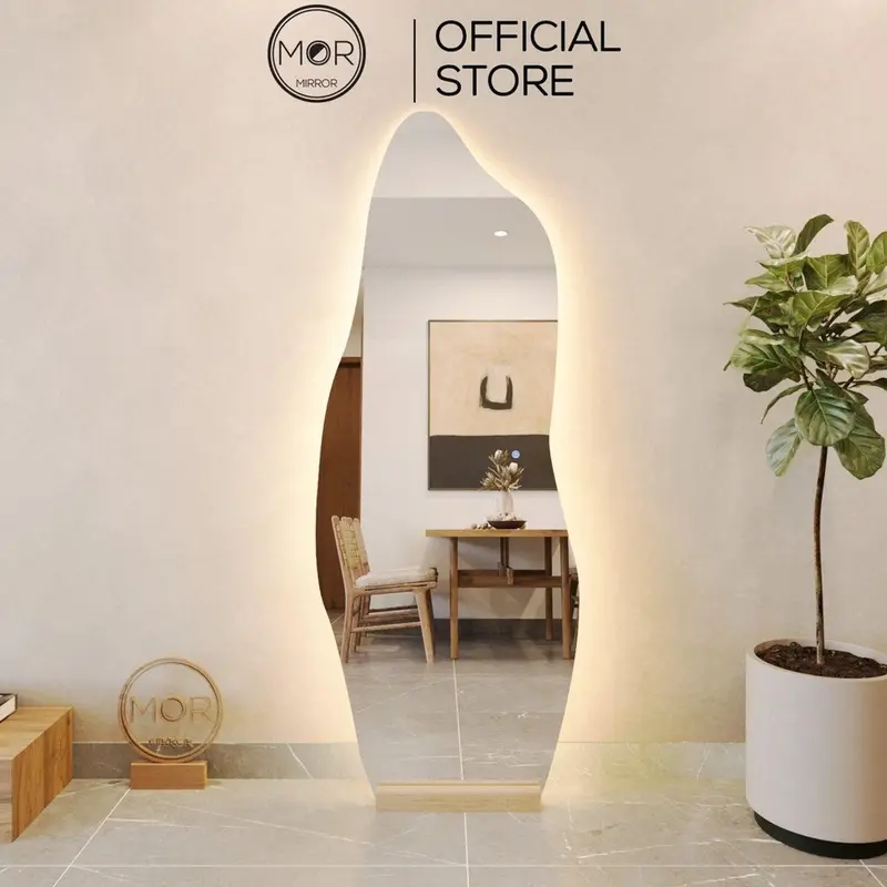 Gương Toàn Thân Cảm Ứng LED Cao Cấp MOR MIRROR 50x150cm - Đế Gỗ & Phụ Kiện Decor Phòng Trang Trí Nhà 0