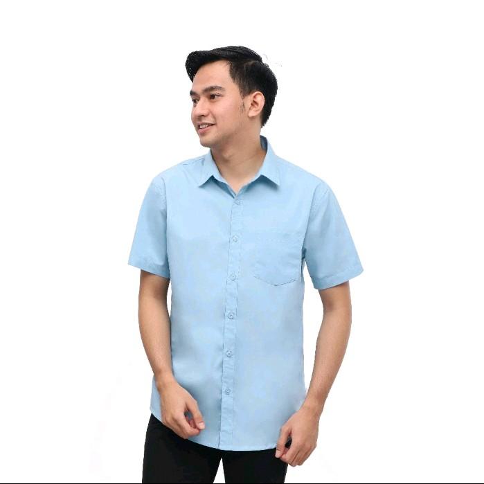 kemeja pria bahan oxford kemeja basic pria lengan pendek Formal Santai Nyaman 3