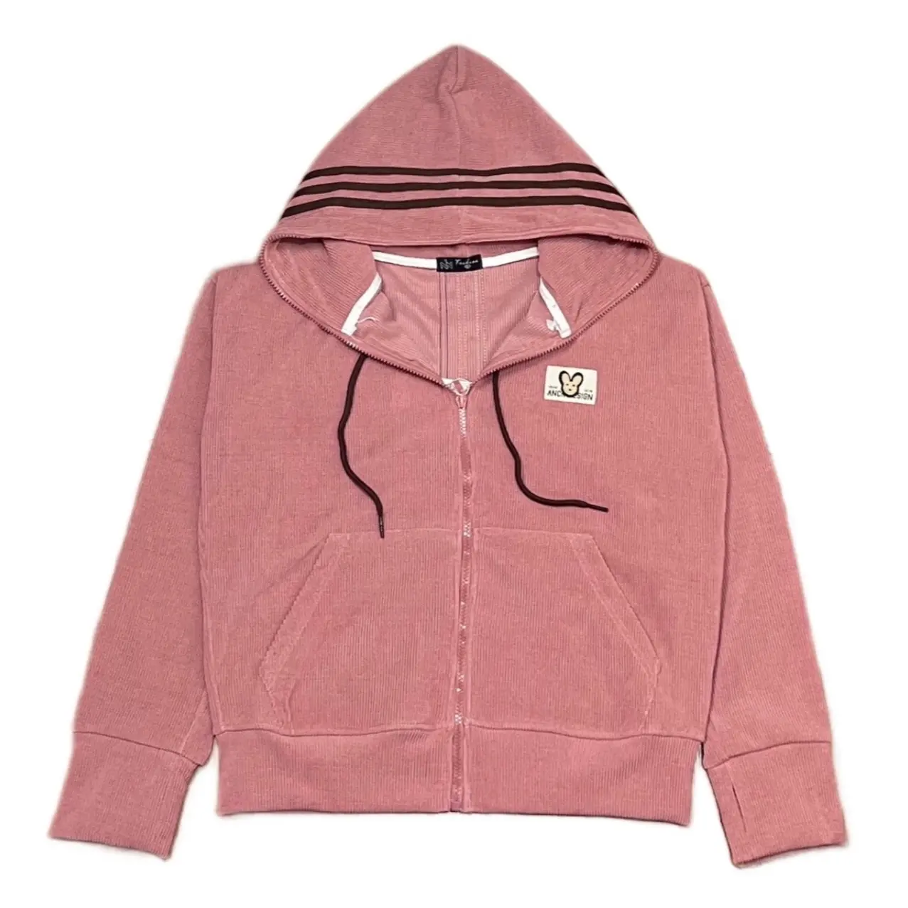 Áo Khoác Tăm Gân Viền Nón, Viền Lưng, Nón Rộng - Jacket Nhung