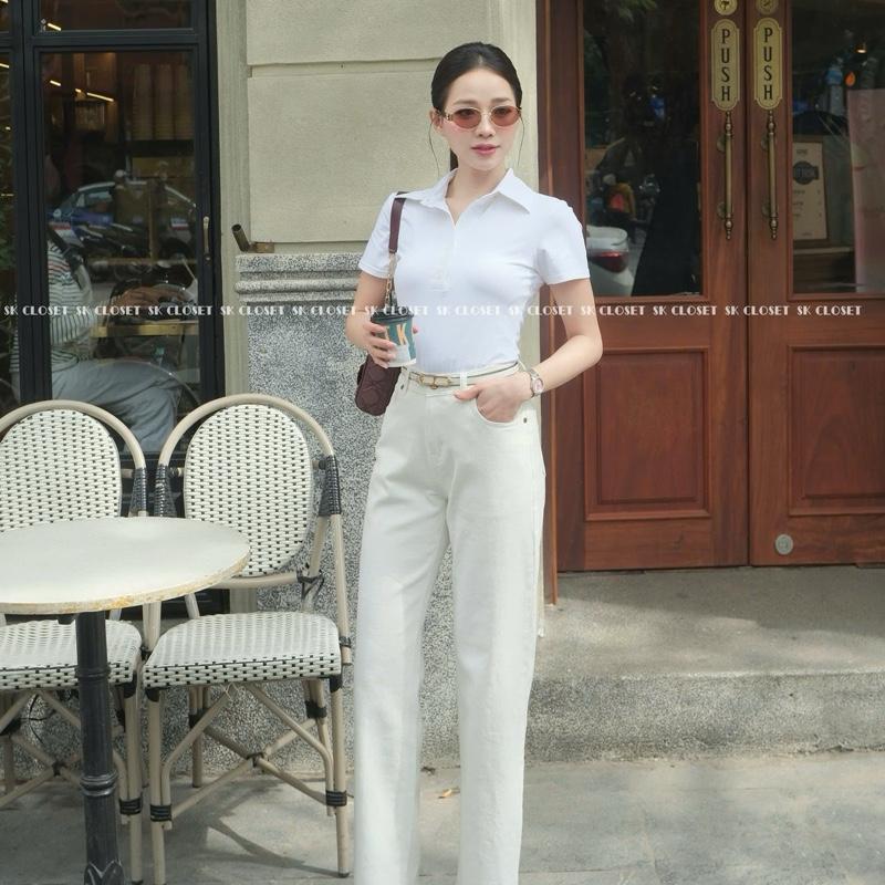 Áo Thun Nữ Cổ Đức Mở Cúc Chất Cotton Co Giãn Mềm Mịn Thanh Lịch 7