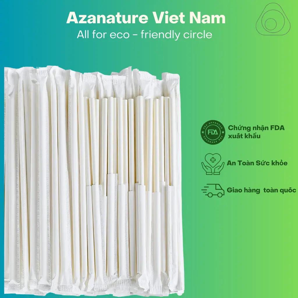 Giá Xưởng 1000 Ống hút giấy cao cấp màu trắng - phi 6 8 12 có bọc màng