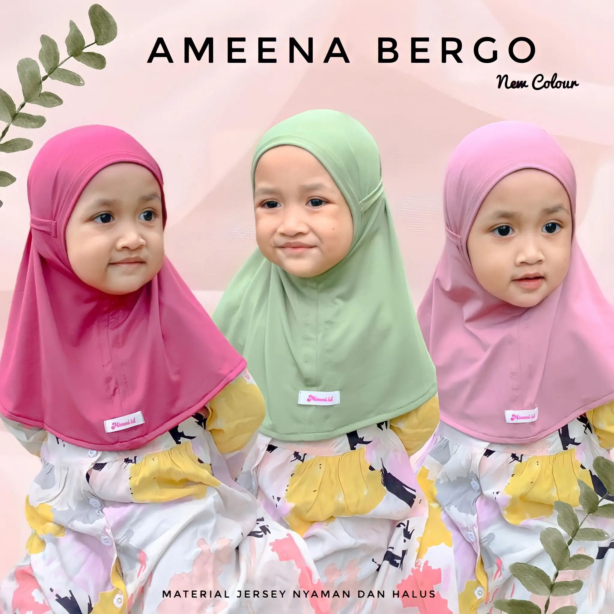 [MIMMI.ID] Ameena Jilbab Anak Instan Perempuan Jersey Ity Hijab Tebal Tidak Nerawang Nyaman Muslim Bergo Kerudung Bayi