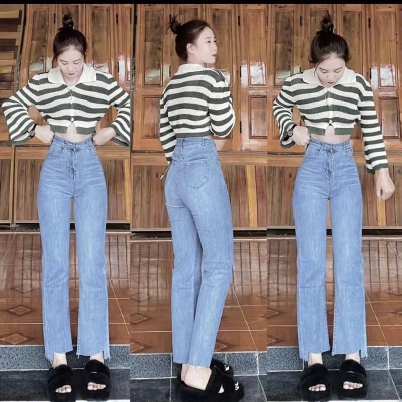 quần ống đứng trơn GẤU KIỂU   jeans skinny  cạp cao , ống pass .ống loe  Denim Nữ Women Ong Pants
