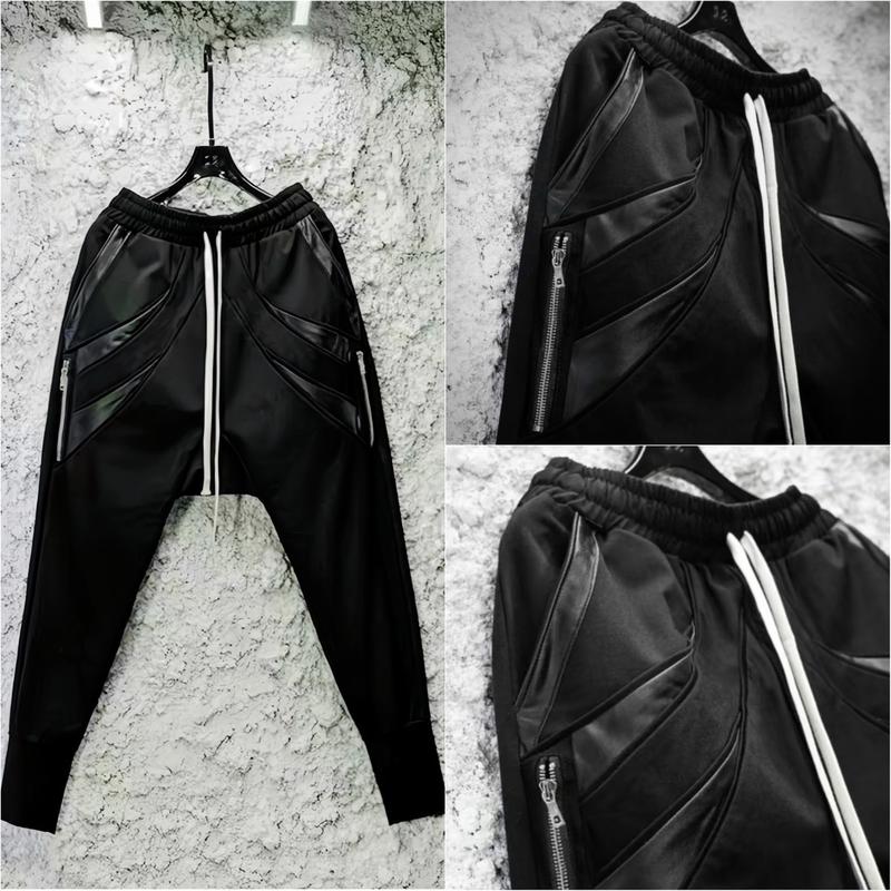 Quần Jogger nam Spant vá da phối khoá kéo chuẩn dáng bản đẹp (vải mỏng mùa hè)