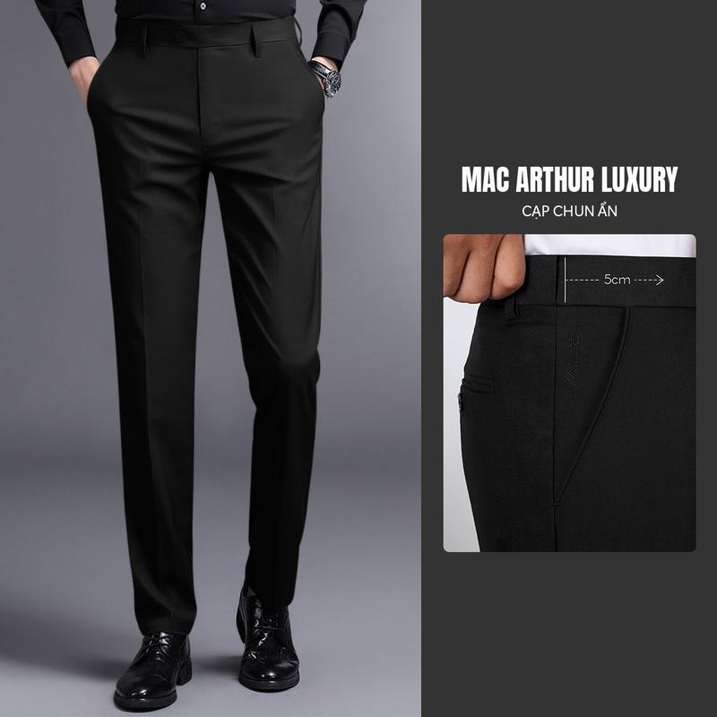 Quần âu nam cạp chun ẩn cao cấp MAC ARTHUR Slimfit - Chất liệu Gỗ Sồi tự nhiên và sợi SPANDEX co giãn nhẹ quần âu