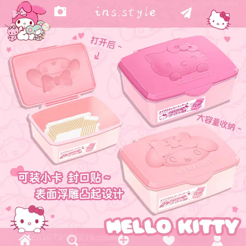 Sanrio My Melody Hello Kitty Flip Cover Dust Proof Jewelry Girl Cartoon Kuromi Pochacco Desktop Item Sorting Storage Box