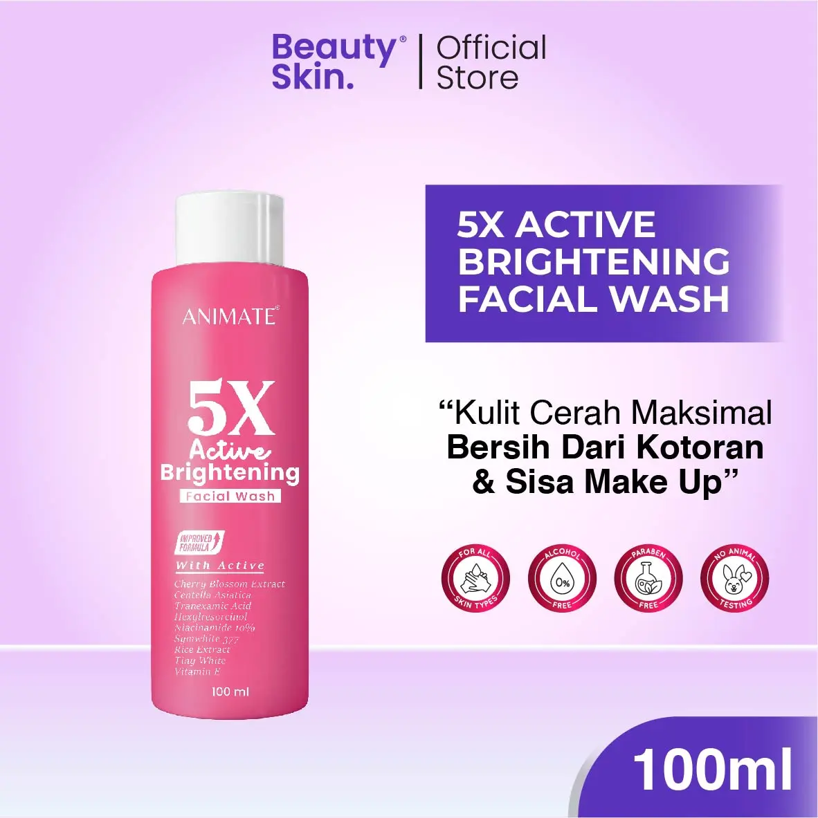 Animate 5x Active Brightening Facial Wash 100 ml