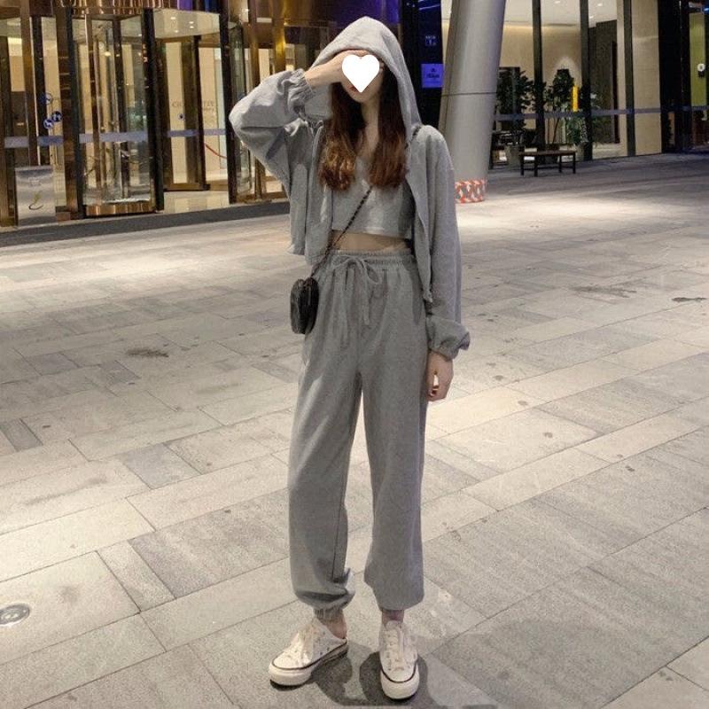 Bộ Đồ Ba Mảnh, Phong Cách Hàn Quốc Mới Mùa Xuân Và Mùa Thu, Phong Cách Preppy Đường Phố Ngọt Ngào Bộ Đồ Thể Thao Thời Trang Thường Ngày Dáng Rộng Rãi, Dành Cho Nữ 2