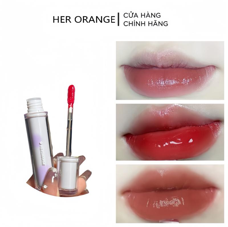 【HER ORANGE Son Bóng HERORANGE Trái Cây Trà Băng HR277 son thạch trà Lâu Trôi Và Không Dễ Phai Màu Trong Suốt Ống Tròn Cho Nữ