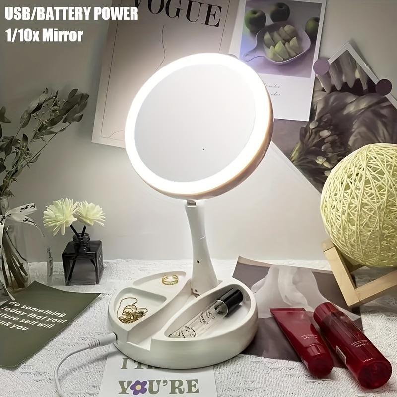 Magnifying LED Makeup Mirror with Light, Battery/USB Powered Mirror, Beauty Gift for Women, Batteries Not Included, Smart Mirror for Home Decor, Bathroom Accessory, Gadgets 3