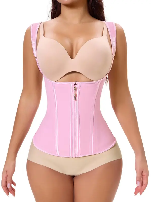 Women's Solid Color   Zipper Shapewear Tops, Comfortable Tummy Control Shaper, Women's Shapewear for Daily Wear 0