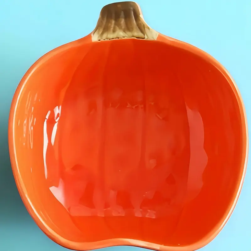 Creative Pumpkin Shaped Sauce Dish, 1 Piece Snack Plate, Ceramic Dipping Dish, Kitchenware for Home Use, Housewarming Gift 2