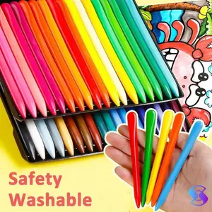 HIGH QUALITY Crayon Lab Non Toxic Krayon Triangular Lab Triangle Crayon Plastik Anti Kotor Tangan Mewarnai Stationery