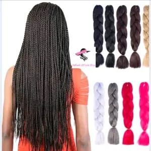 HAFIZAH Rambut Sambung Kepang Ikat Tengah 1 Warna Box Braid 60cm Serat Sintetis Berkualitas Cocok Sebagai Aksesori Sambung Rambut Dan Kepang Sulam