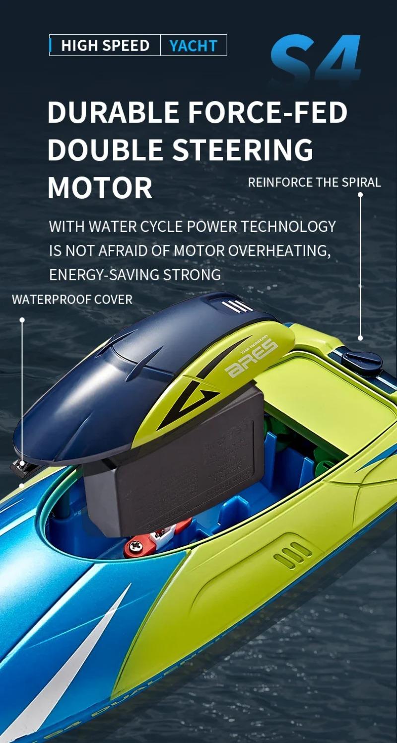 Product Introduction of 2.4G Remote Control Boat S4 Water Speed Boat Rechargeable Motor Toy Double Motor Children Boy Ship Model Toy Birthday Gift 9