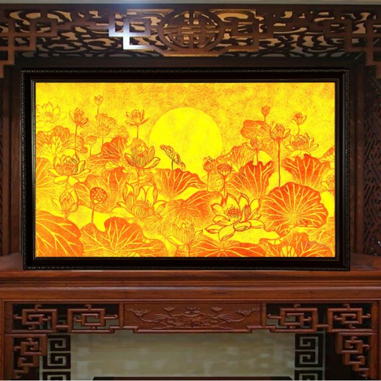 Tranh Đèn Hào Quang In Trúc Chỉ Phòng Thờ trang trí bàn thờ phật Gia Tiên Treo Tường Phòng Thờ - Decor Decor Phòng Trang Trí Nhà Mica