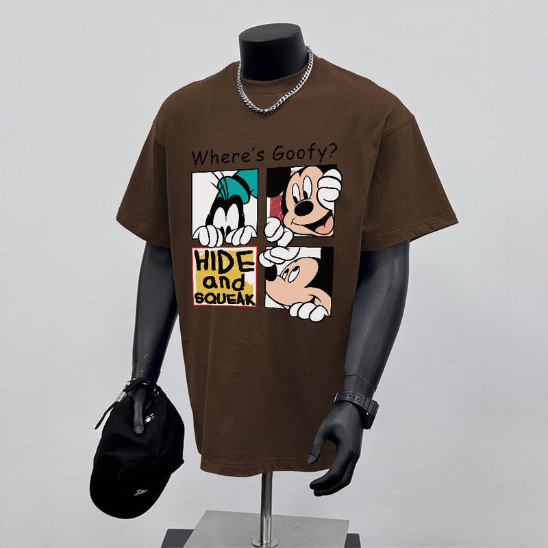 Product Introduction of Áo Thun Hoạt Hình Dáng Rộng Thùng Thình Ngắn Tay, 100% Cotton, Áo Cổ Thuyền, Dành Cho Nam Và Nữ, Unisex Menswear 13