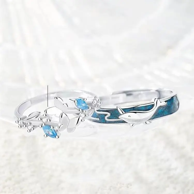 Nhẫn Đôi Cá Voi Đĩa, Thiết Kế Yunmeng, 24 Năm, Quà Tặng Tình Yêu Tinh Tế Mới, Thích Hợp Cho Nam Và Nữ, Độc Đáo Cao Cấp 3