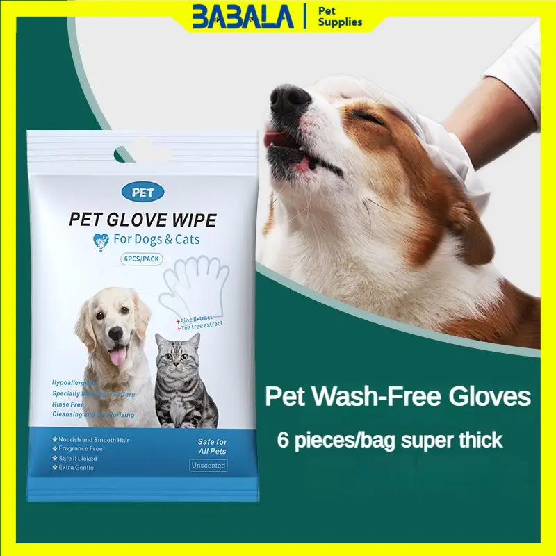 Pet Disposable Gloves Cat Dog Cleaning Dry Cleaning Gloves Disposable Wipes Dry Feet Wipe Ass