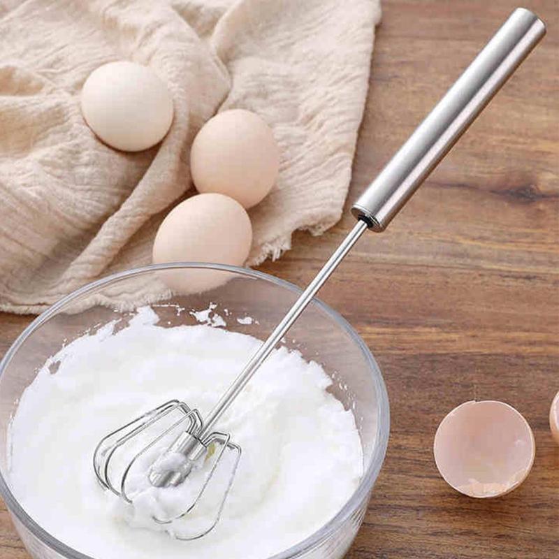 Stainless Steel Handheld Egg Beater, 1 Count Semi-automatic Egg Whisk, Egg Mixer for Kitchen Baking 5