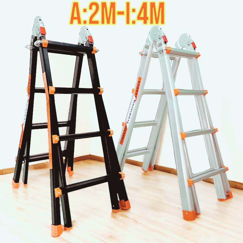 Thang nhôm rút lồng, thang nhôm đa năng Nakata chữ A 2m duỗi thẳng 4m, Bảo hành 2 Năm 1
