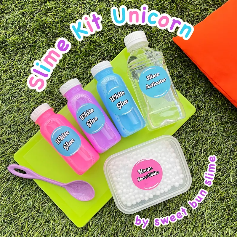 Paket Unicorn Tofu slime  Lengkap dengan Activator dan Floam glossy original 2