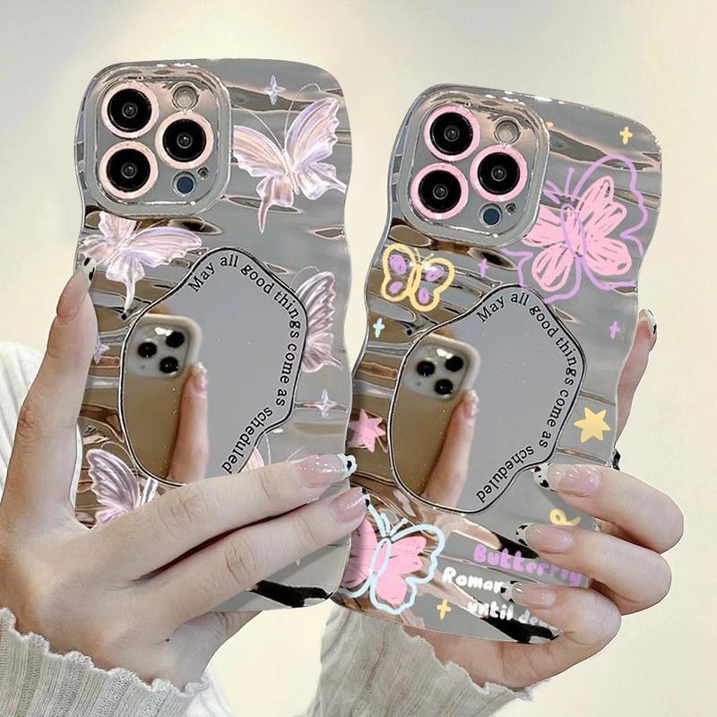 Product Introduction of Caseunicorn Case Untuk Samsung A14 A05 A13 A05s A02s A32 A03s A04s A12 A03 A11 A20 A53 A20s A13 A34 A21s A22 A30s A23 A31 A30 A52 A54 A50 A33 M12 M32 Kartun Tepi Gelombang Fashion Bunga Mewah Cermin Rias Kupu-kupu Tidak Beraturan Lipatan Riak Air 3D Case 37