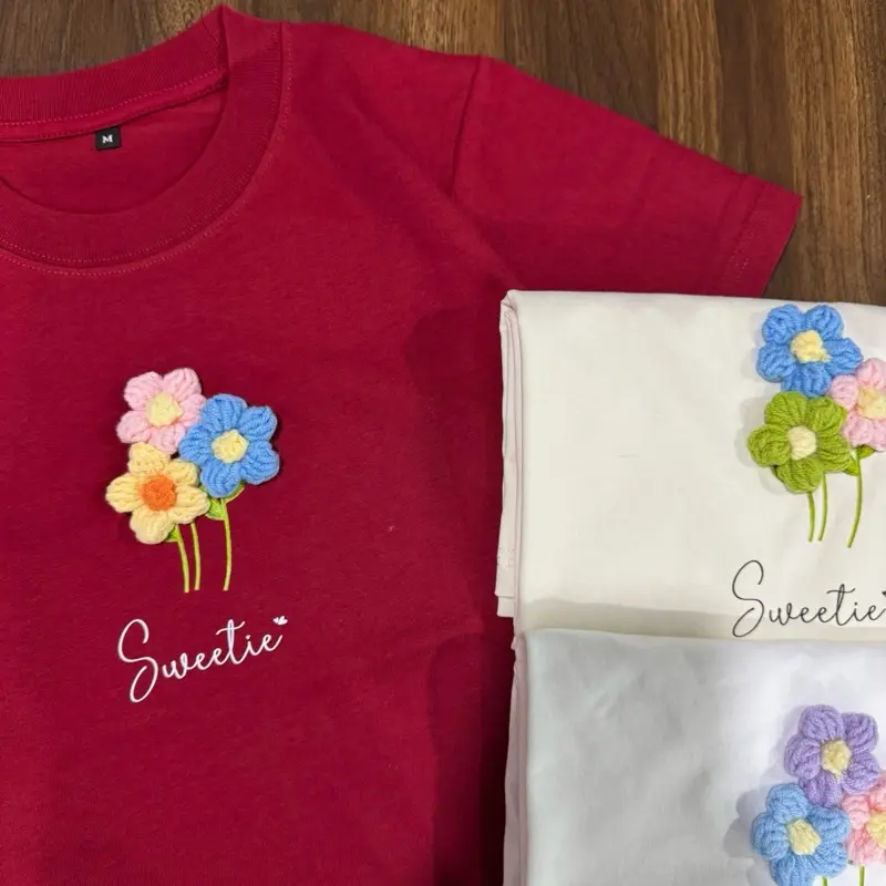 Áo Babytee Hoa Len Nổi Vải Chính Phẩm thoáng mát thấm hút mồ hôi (TBABYA BABYTEE)