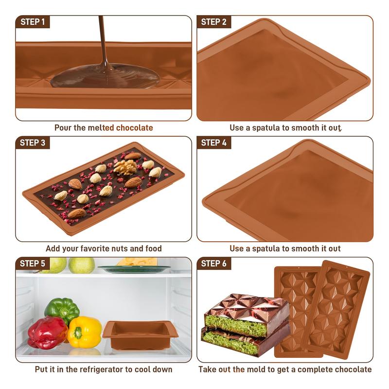 Product Introduction of Chocolate Moulds Silicone Deep Chocolate Mould Reusable Thick Chocolate Bar Mould for Chocolate Praline Sweets 25