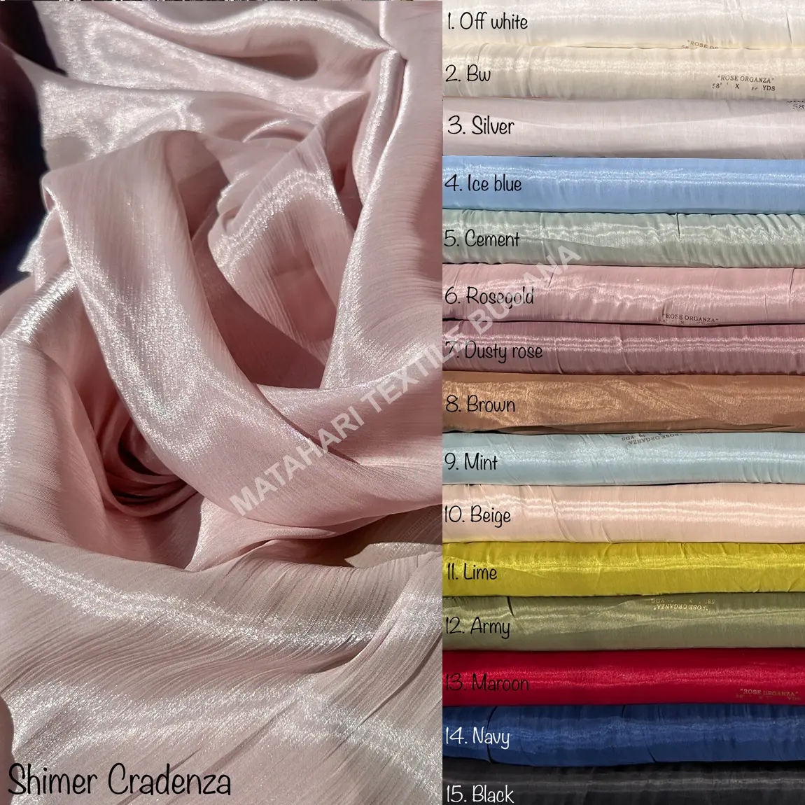 ROSE SHIMMER CRADENZA LEBAR KAIN 1.50M Satin