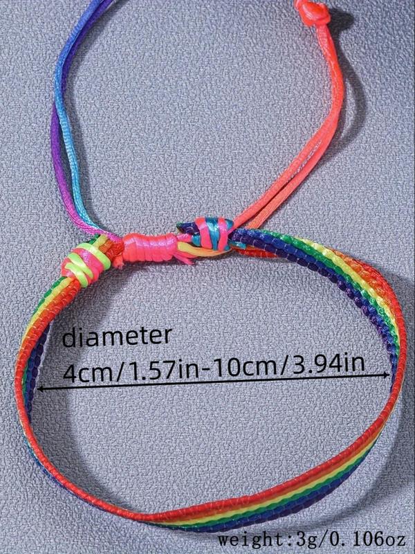 Unisex Simple Rainbow Colorful Drawstring Bracelet, Fashion Street Style Bracelet for Women & Men, Trendy All-match Jewelry As Birthday Gift 1