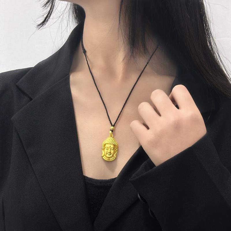Product Introduction of Luxurious Chinese Style New Chinese Wedding Gold Fu Character Gourd Pendant Ethnic Style Premium Buddha Head Little Fat Fu Pendant Necklace 22