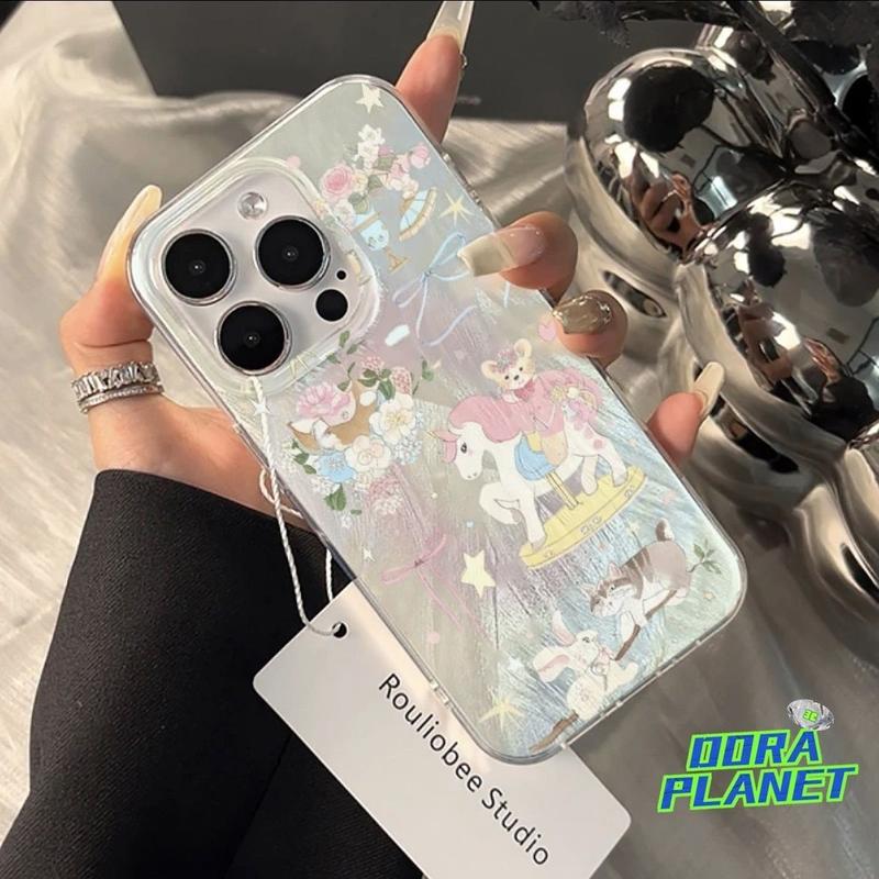 Fantasy Unicorn Monster Phone Case For IPhone 14PLUS X XSMAX 13MINI 15PLUS 13 12 11 XS XR X 7PLUS 8PLUS SE2 SE3 15 14 SE2020 Anti-Drop Feather Silver Gradual Protective Case 1