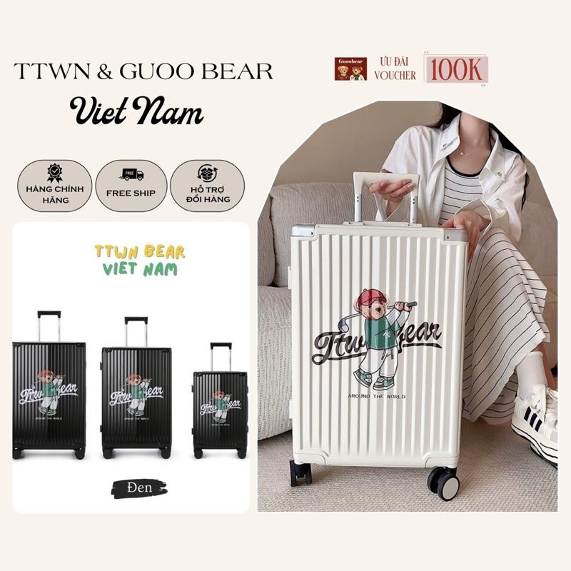 TTWNBEAR Chính Hãng Vali Bo Góc Họa Tiết Gấu In Trên Chữ Size 26 Inch TN7045
