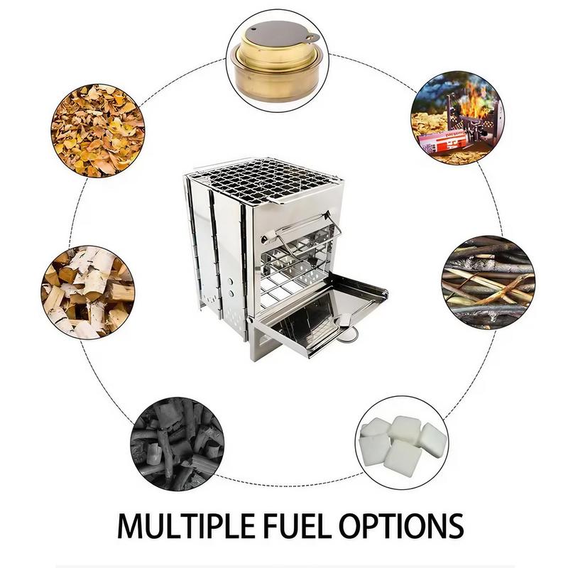 Portable Foldable Barbecue Grill, 1 Count Stainless Steel Small Lightweight Barbecue Stove, Multifunctional Stove for Camping, Picnic, Barbecue 7