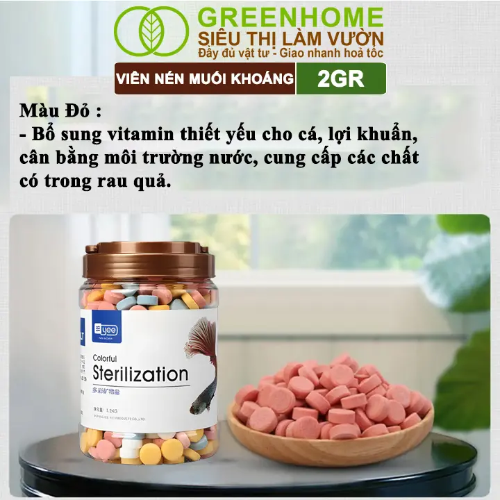 [Hàng tặng] Muối Khoáng Viên Nén Greenhome, YEE, Viên 2gr, Viên Ngẫu Nhiên 8