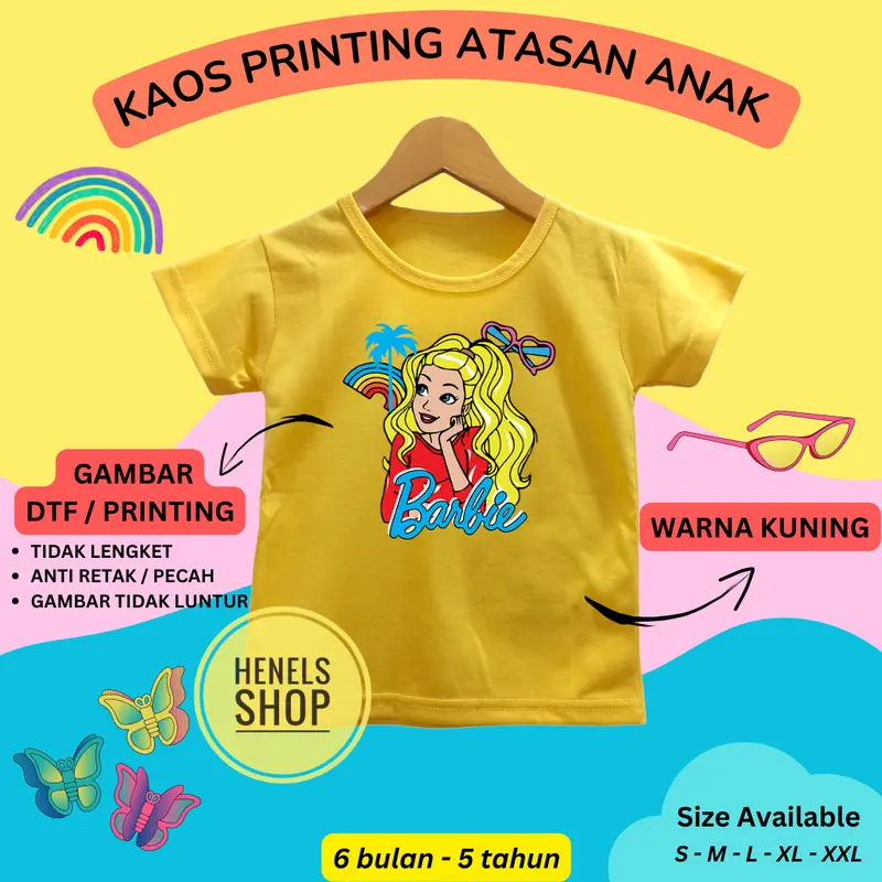 PAKET HEMAT 3 Pcs Atasan Anak Perempuan Usia 3 - 7 Tahun Bisa Cod Kaos Anak Perempuan Sablon Digital 1