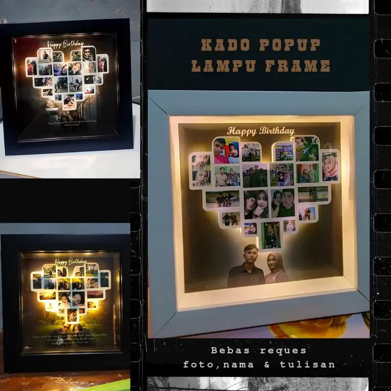 KADO ULTAH/WISUDA/ANNIVERSARY/WEDDING POPUP LAMPU FRAME - Shop | Tokopedia