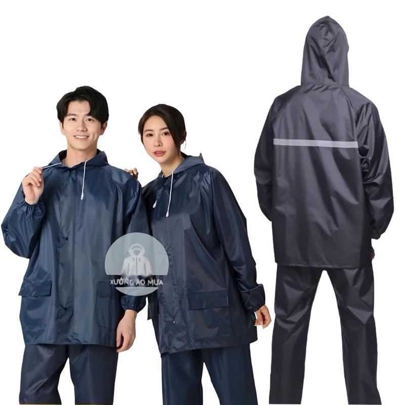 Bộ Quần Áo Mưa Cao Cấp Có Đường Phản Quang ( Hàng 1 Lớp ) Chất Liệu Vải Dù Chống Thấm Tốt.