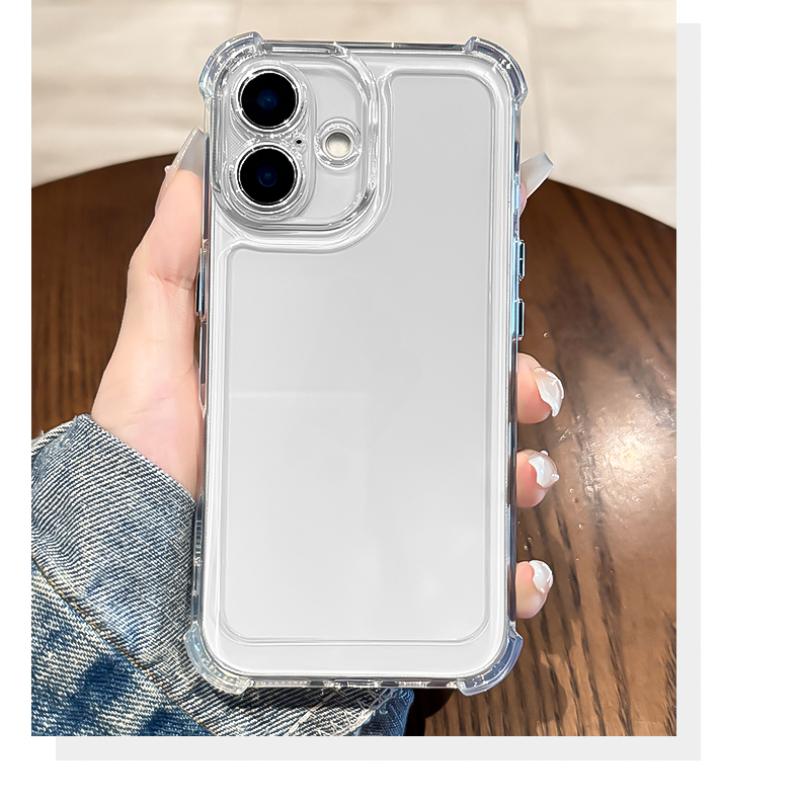 Ốp Trong Suốt, Dành Cho iPhone 16, 15, 14 Plus, 13, 12 Mini, 11 Pro Max, Xs Max, XR, X, 8, 7, 6, 6S Plus, SE 2020, 2022, Bốn Góc, Thiết Kế Đơn Giản, Chống Sốc, Ốp Lưng Trong Suốt 8