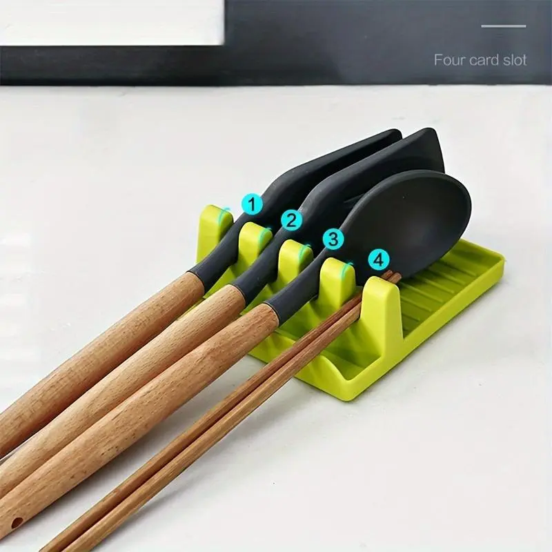 Silicone Cutlery Holder, Multifunctional Spoon Rest, Kitchen Utensil Holder, Tableware Rest for Spoon, Fork, Knife, Kitchen Accessories 2