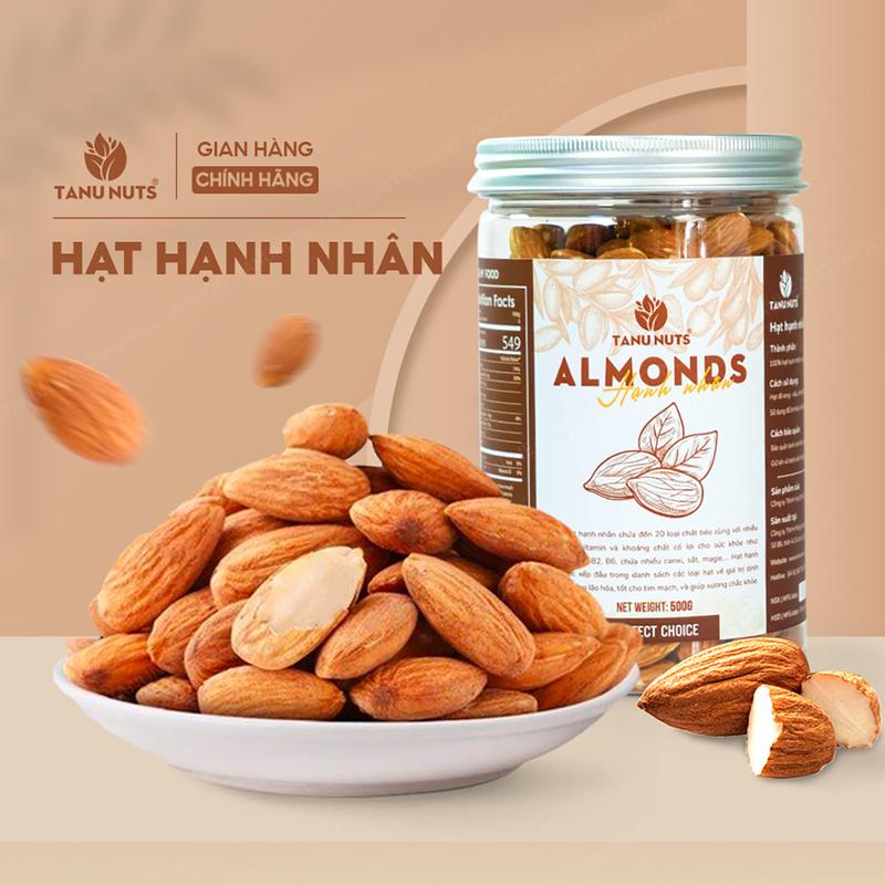 Hạt Hạnh nhân rang TANU NUTS hạnh nhân rang mộc, ngũ cốc dinh dưỡng tốt cho bà bầu, Ăn Vặt Food Snack Thức Ăn, hạnh nhân sấy